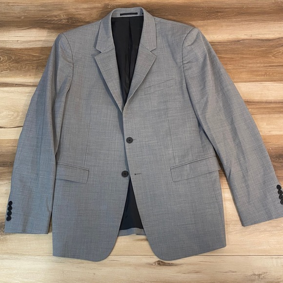 Theory Mens Chambers Blazer 42 Stretch Wool Gray Vapor Melange